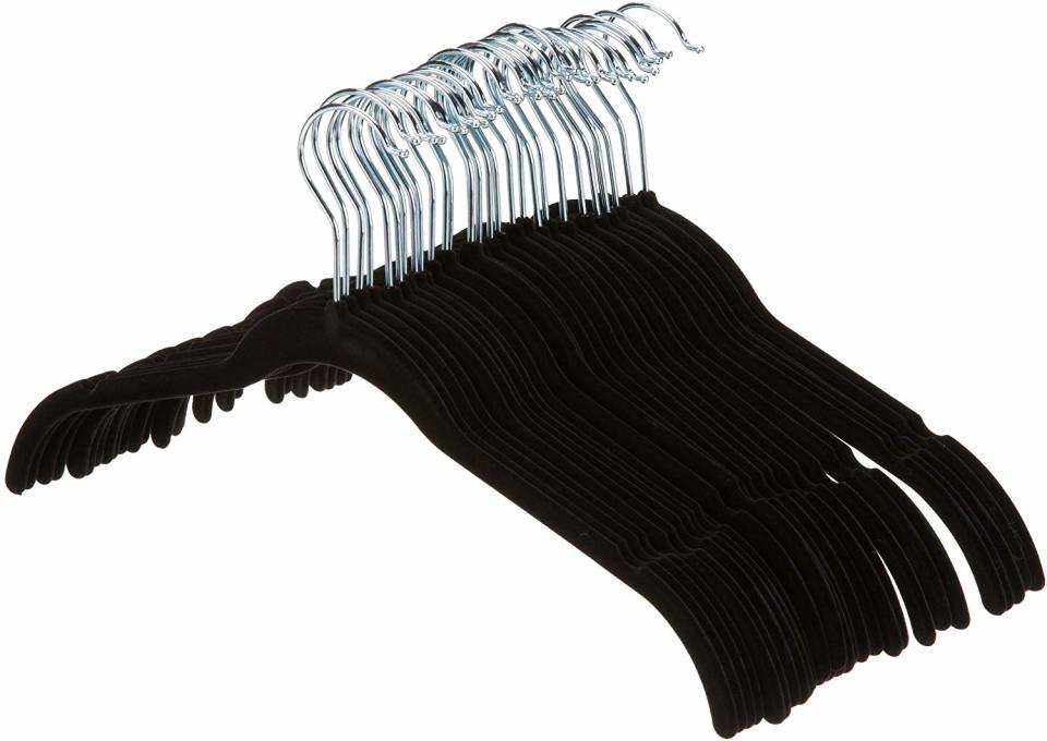 AmazonBasics Velvet Clothing Hangers - 30-Pack, Black. (Photo: Amazon)