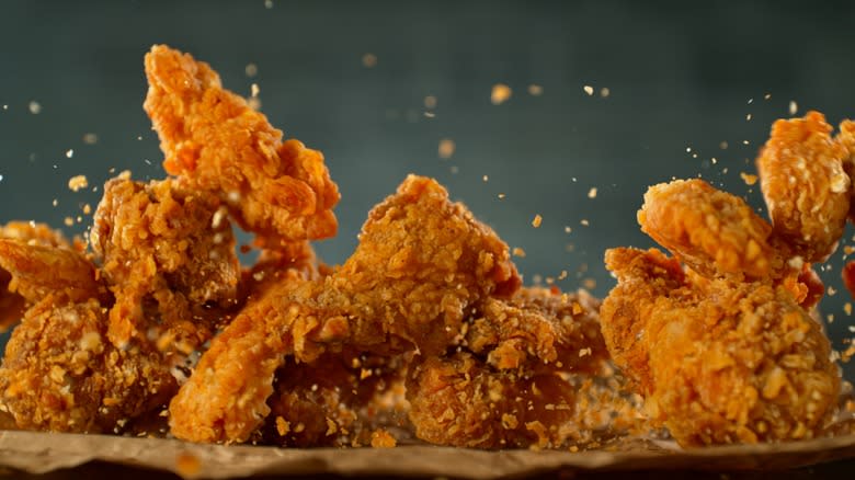 chicken wings in slow motion