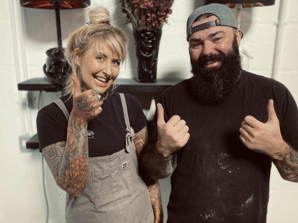 Rebecca Arnett and her husband Lee started their own Gothic decor brand The Blackened Teeth in 2018.