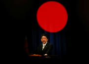 Japan's Prime Minister Shinzo Abe attends a news conference after deciding on his cabinet following parliament reconvening after the general election, at his official residence in Tokyo, Japan November 1, 2017. REUTERS/Toru Hanai