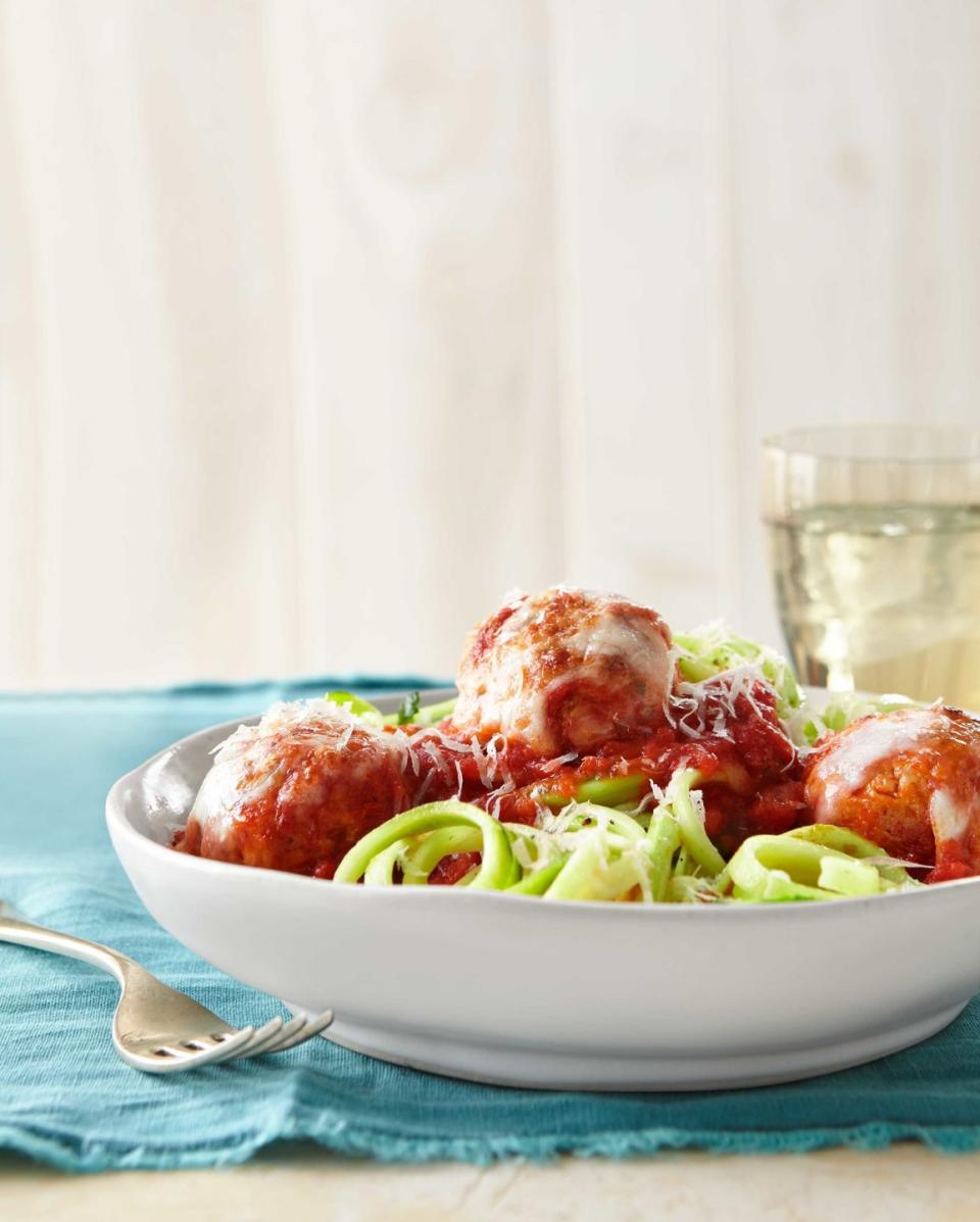 turkey meatballs over zucchini noodles