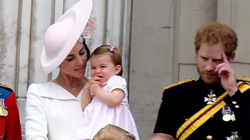 Princess Charlotte was seen sucking on her thumb as she is believed to be teething. Source: Spalsh News