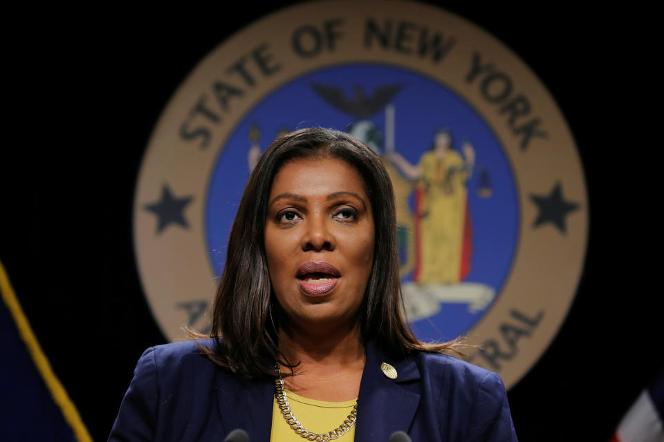 New York State Attorney General, Letitia James, announces a lawsuit by the state of New York against e-cigarette maker Juul Labs Inc in New York City, U.S., November 19, 2019.  REUTERS/Lucas Jackson