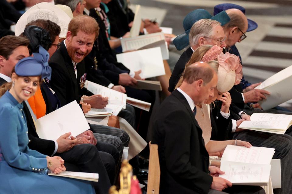 Prince Harry greets family members (Getty Images)