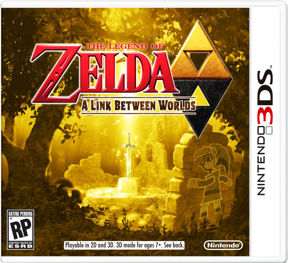 This photo provided by Nintendo shows the cover art for the video game, " The Legend of Zelda: A Link Between Worlds," from Nintendo. (AP Photo/Nintendo)