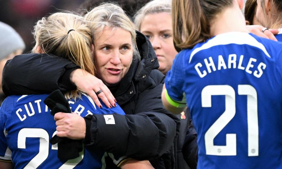 <span>Emma Hayes will leave her role as <a class="link " href="https://sports.yahoo.com/soccer/teams/chelsea/" data-i13n="sec:content-canvas;subsec:anchor_text;elm:context_link" data-ylk="slk:Chelsea;sec:content-canvas;subsec:anchor_text;elm:context_link;itc:0">Chelsea</a> Women manager this summer to coach the USWNT. She has been with the Blues since 2012.</span><span>Photograph: Justin Setterfield/Getty Images</span>