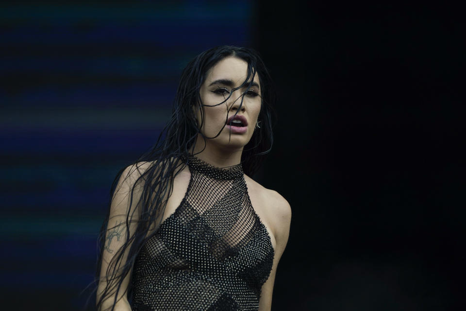 La cantante argentina Lali Esposito durante su concierto en el Festival Tecate Emblema en la Ciudad de México el sábado 18 de mayo de 2024. (Foto AP/Aurea Del Rosario)