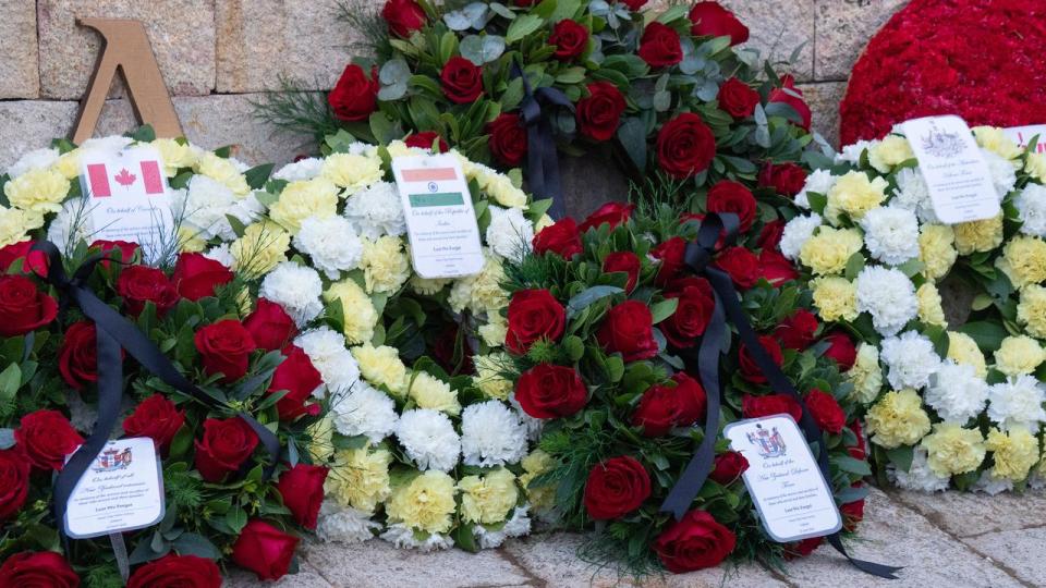 Wreaths laid during Anzac Day Dawn Service at Gallipoli