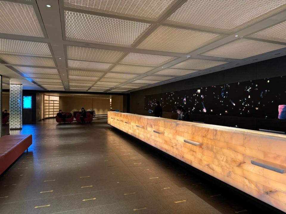 Lit-up front desk at Regent Hong Kong 