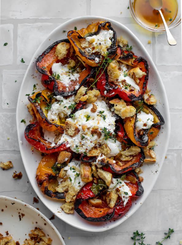 <p>How Sweet Eats</p><p>These grilled peppers are life changing! Marinated with a delish vinaigrette, covered with burrata and topped with sourdough crumbs.</p><p><strong>Get the recipe: <a href="https://www.howsweeteats.com/2020/07/grilled-peppers/" rel="nofollow noopener" target="_blank" data-ylk="slk:Grilled Marinated Peppers with Burrata and Breadcrumbs;elm:context_link;itc:0;sec:content-canvas" class="link rapid-noclick-resp"><em>Grilled Marinated Peppers with Burrata and Breadcrumbs</em></a></strong></p>