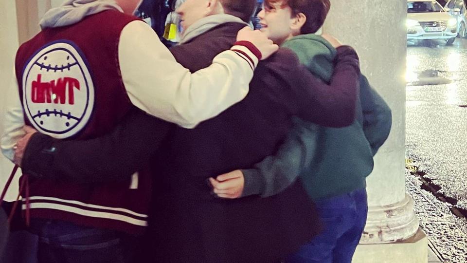 ben shephard hugging teenage sons jack and sam