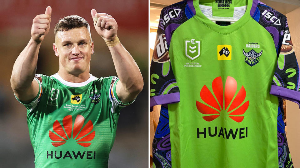 Pictured here, Jack Wighton and Canberra's Indigenous round jersey.