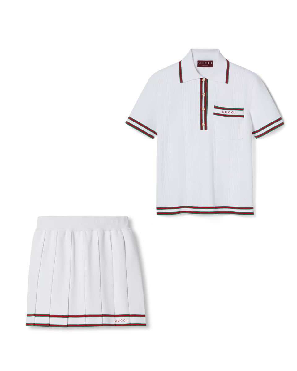 Women's ready to wear items from the Gucci tennis collection.