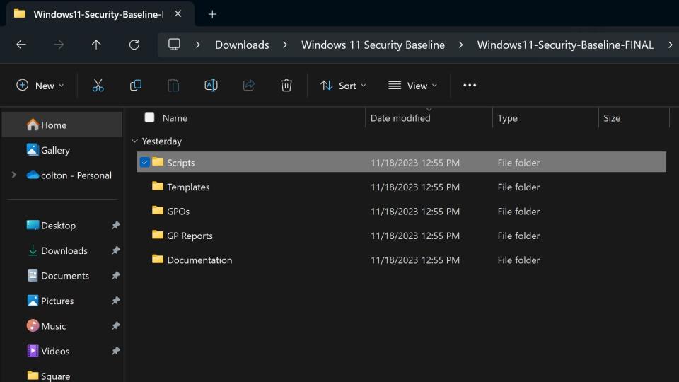 Windows 11 security baseline