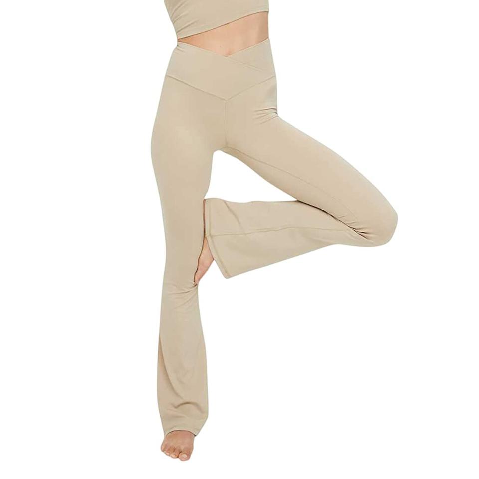 Esobo Women's Bootleg Yoga Pants Crossover High Waisted