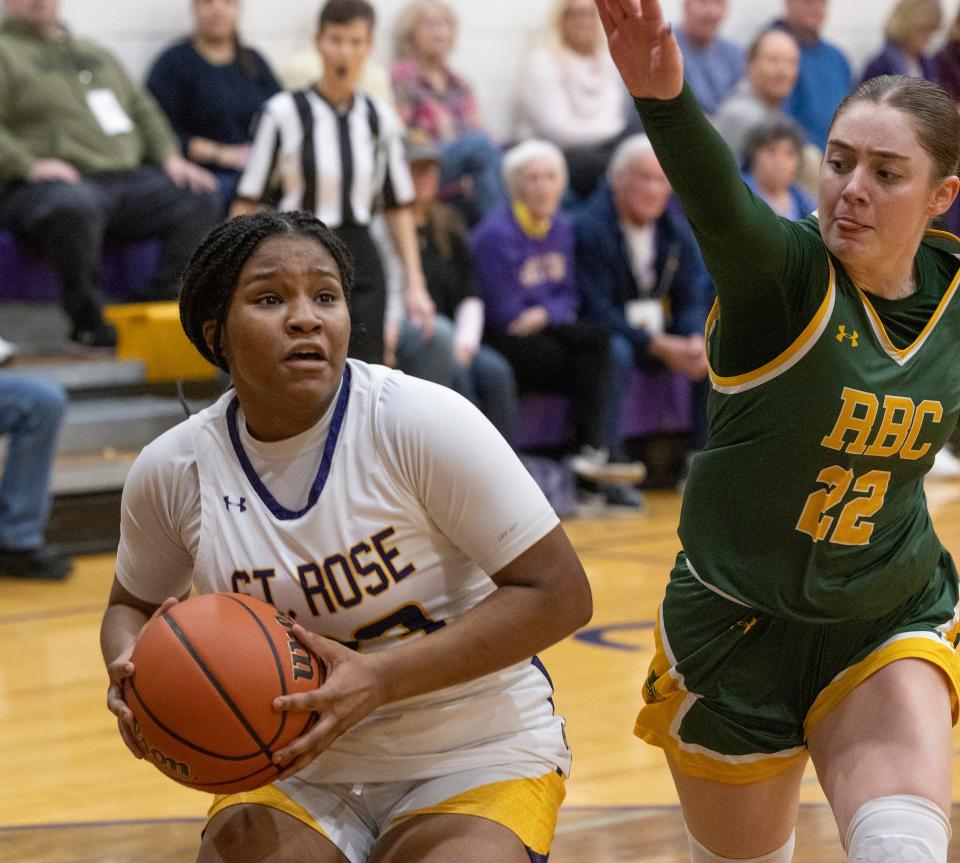 St. Rose's Tanaiyah Decker eyes the basket