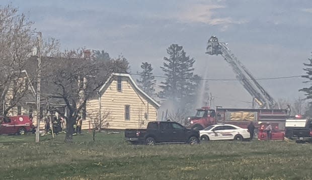 Firefighters from North River, Charlottetown and New Glasgow were all on scene at the fire in Springvale Monday afternoon.