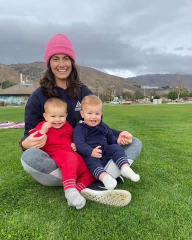 <p>Brandon Jenner Instagram</p> Cayley Stoker with twins Bo and Sam.