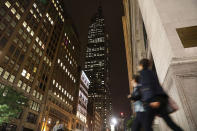 <p>New York’s Empire Sate Building went dark on Tuesday night in observance of the victims of a terrorist attack in the English city of Manchester on May 23, 2017 in New York. (Spencer Platt/Getty Images) </p>