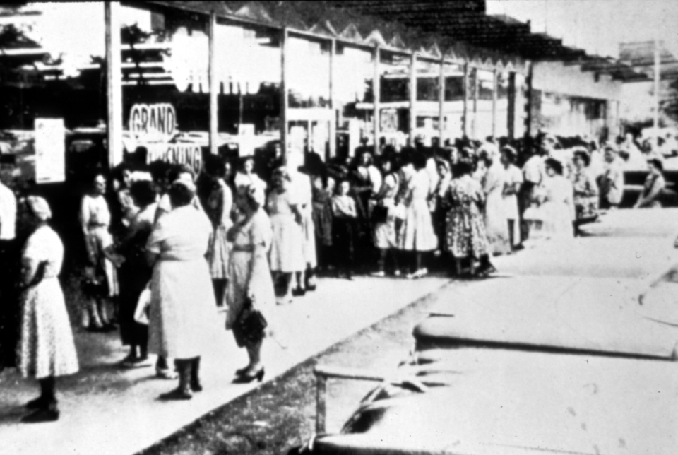 <p>Lines quickly formed for the opening of the store, which was self-labeled as the "1st" Quality Discount Center."</p><p>Photo: Courtesy of The Walmart Museum</p>