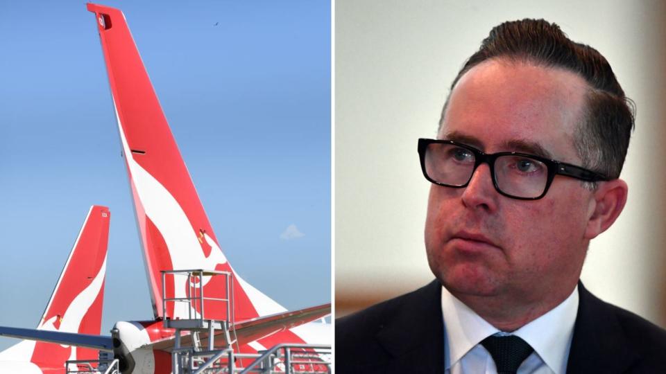 Qantas airlines, Alan Joyce stares away from camera. 