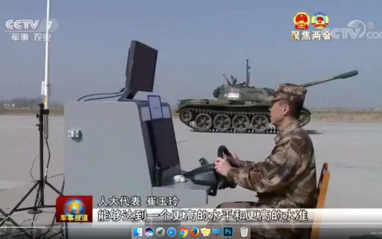 Video footage showed a Type 59 based tank, seemingly controlled via a computer terminal