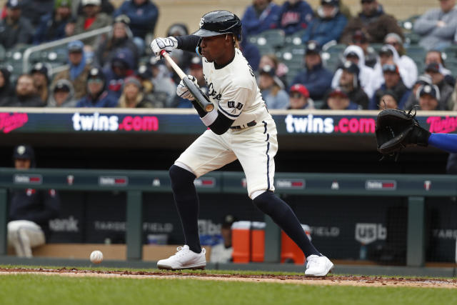 Byron Buxton of the Minnesota Twins celebrates against the Kansas in  2023