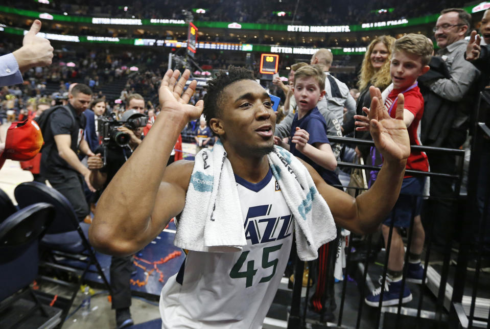 Donovan Mitchell and the Jazz will come out of the All-Star break with the NBA's longest winning streak, and their sights set on the postseason. (AP)