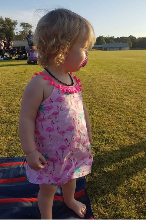 One mum used two tea towels to create this dress. Photo: Facebook/Kmart Mums Australia