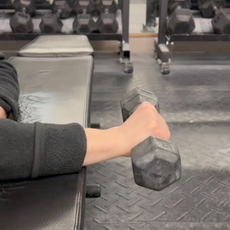 wrist extensor exercise using dumbell.