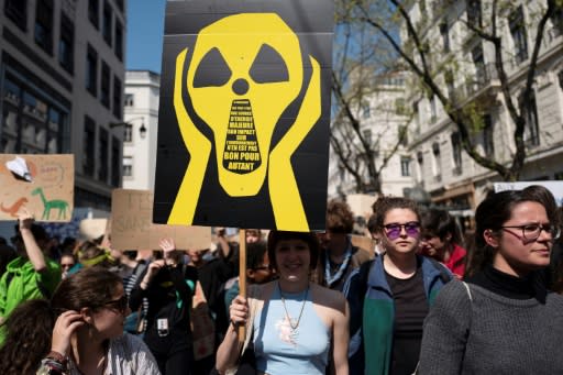 Students take part in a "Youth For Climate" demonstration, urging pupils to skip classes to protest against a lack of climate awareness, on April 12, 2019, in Lyon France