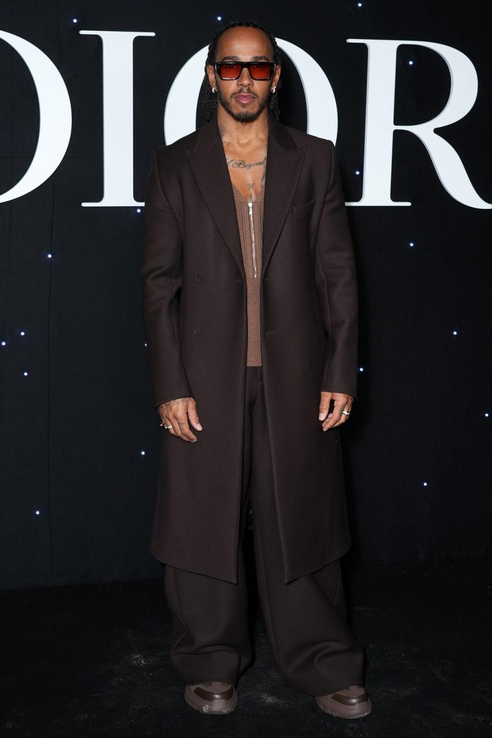 Lewis Hamilton at the Dior Homme Menswear Fall/Winter 2024-2025 show (Getty Images)