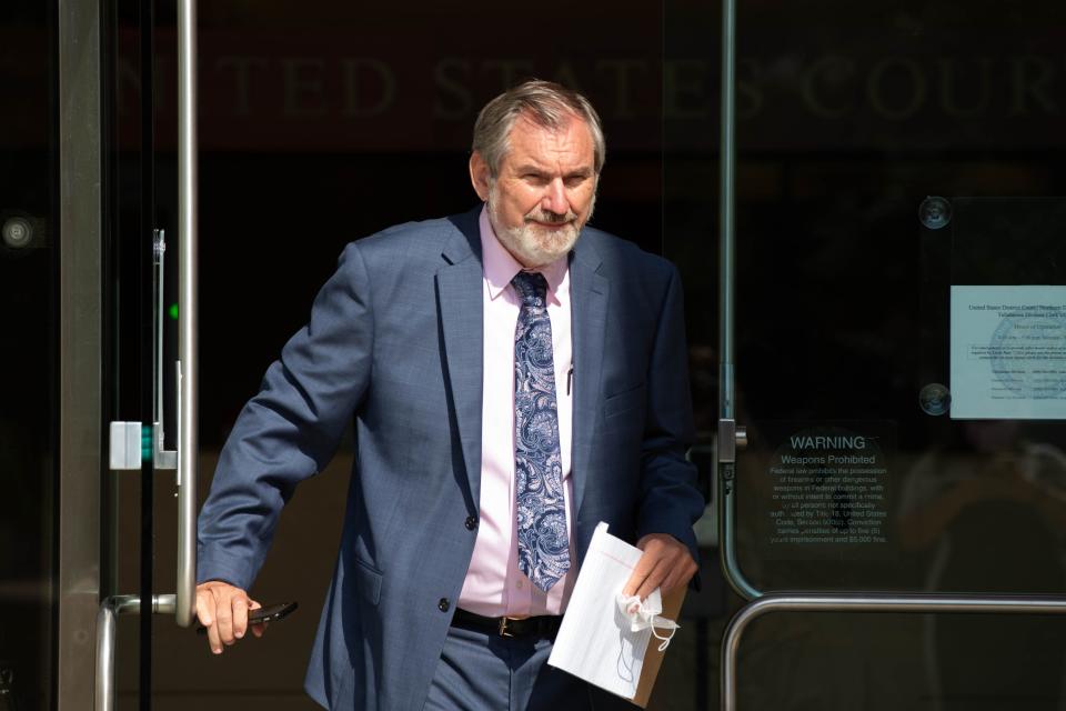 Erwin Jackson leaves the U.S. Courthouse in downtown Tallahassee after Scott Maddox and Paige Carter-Smith were sentenced to prison for federal corruption charges Thursday, Sept. 9, 2021. 