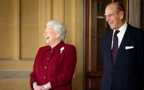 The Queen and Prince Philip at Windsor Castle during the Irish president Michael Higgins's state visit in 2014 - Credit: REX/Shutterstock