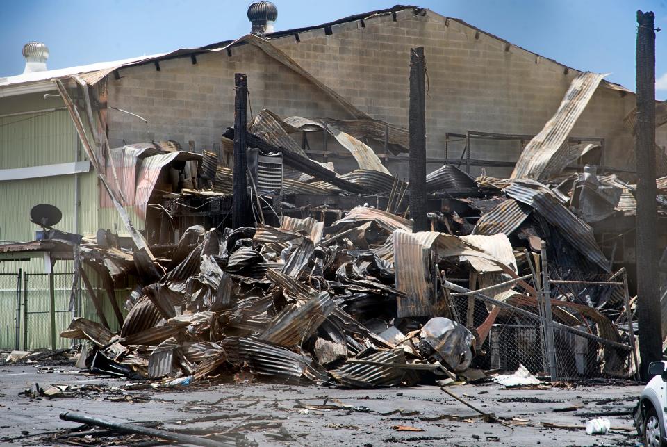 The Rod Johnson Air and Solar building on Broadway Avenue was destroyed by an early morning fire in Stockton on June 14, 2022.