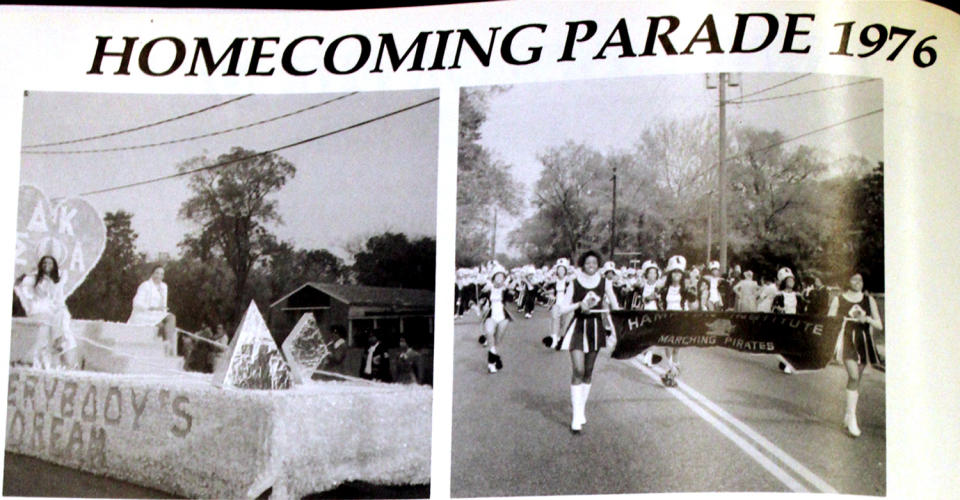 Students participating in the annual Hampton University Homecoming parade 1976. (Photo: William R. & Norma B. Harvey Library Peabody Collection)