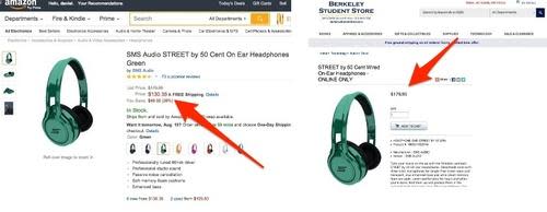 Websites showing different prices for 50 Cent headphones