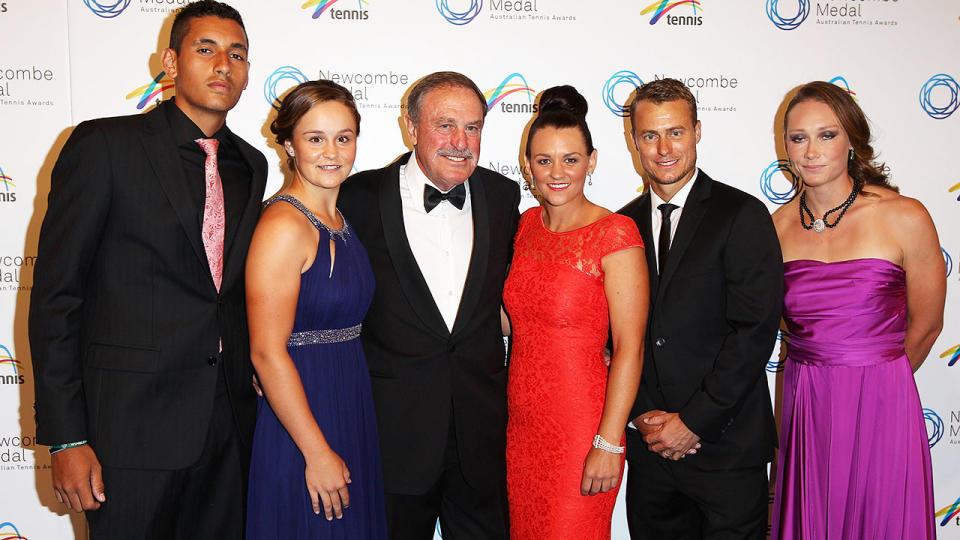 Nick Kyrgios, Ash Barty and Sam Stosur, pictured here at the 2013 Newcombe Medal.