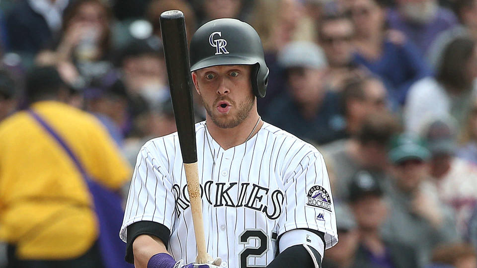 Trevor Story and the Rockies are trying to make the postseason in the jam-packed National League. (AP)