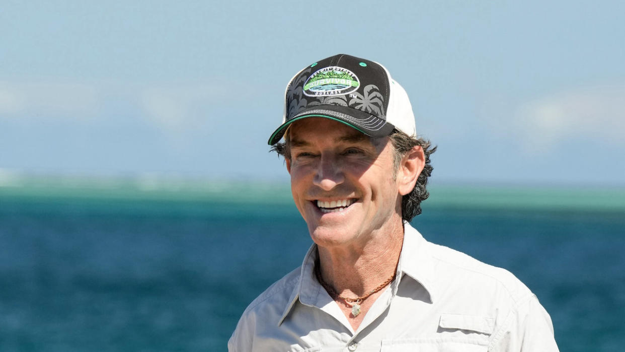  Jeff Probst smiling on Survivor 45. 