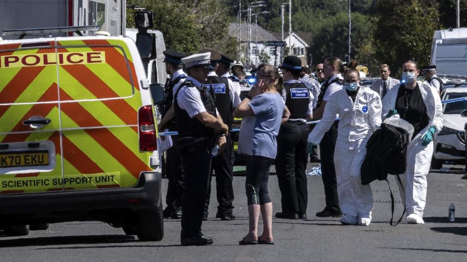 Police at the crime scene in Southport 