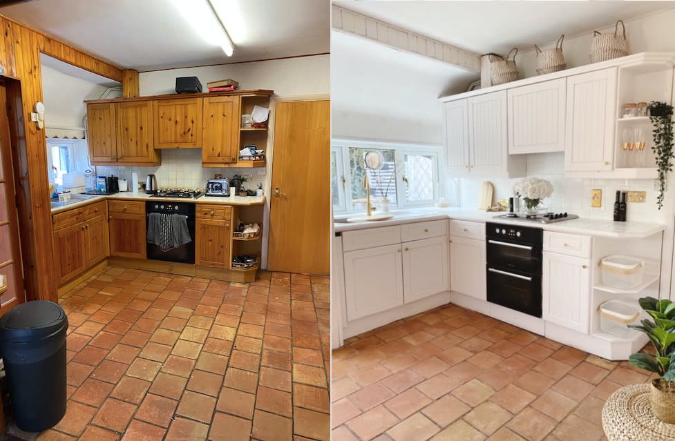 A mum has managed to transform her kitchen for just £100. (Supplied Tap Warehouse/@21Oakham)