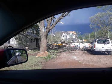 Photo shows damage in Westmoreland following tornado. Photo courtesy of Ashley Fielder.