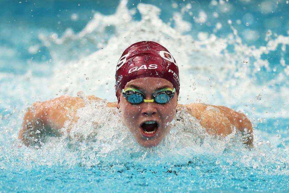 Alexandria Perkins competes in the Women's 100m Butterfly Final during the 2022 Australian Short Course Championships in Sydney, Australia.