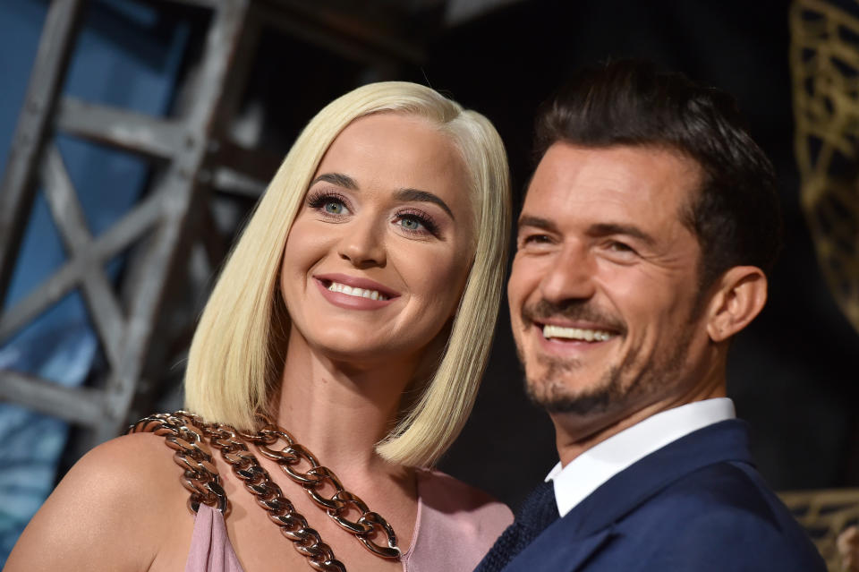 HOLLYWOOD, CALIFORNIA - AUGUST 21: Katy Perry and Orlando Bloom attend the LA Premiere of Amazon's 