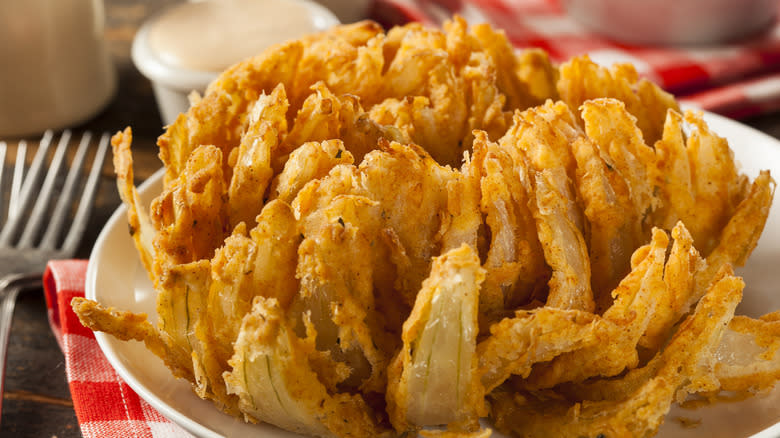 Bloomin' onion on plate