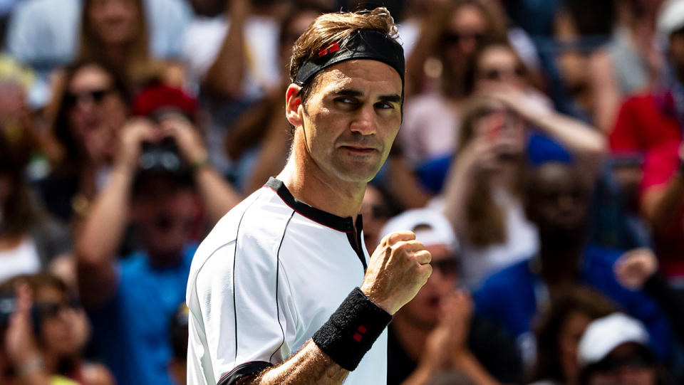 Roger Federer crushed David Goffin in straight sets to move into the quarter-final. (Getty Images)