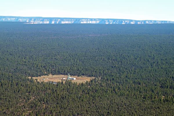 Pinyon Plain Mine, formerly known as Canyon Mine, on the Kaibab National Forest. (Photo taken by Bruce Gordon, Ecoflight)