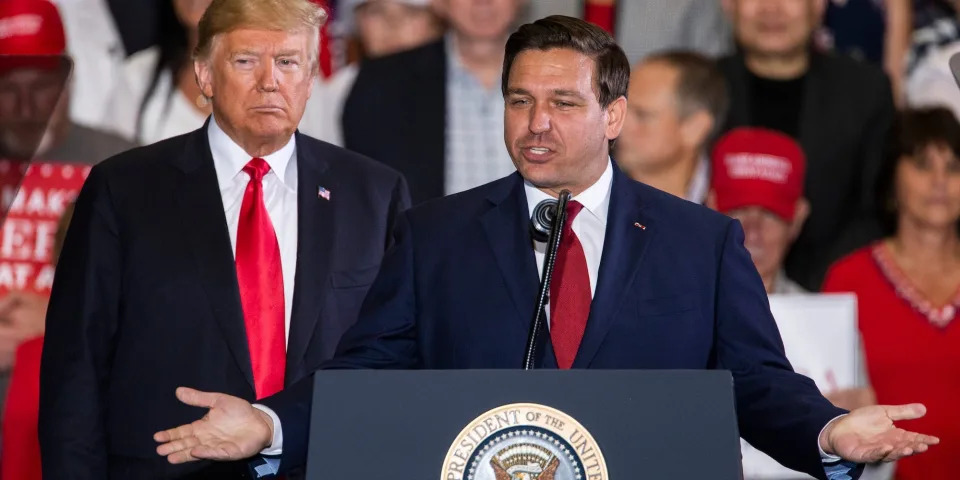 Trump and DeSantis at a rally in Pensacola, FL on November 3, 2018.