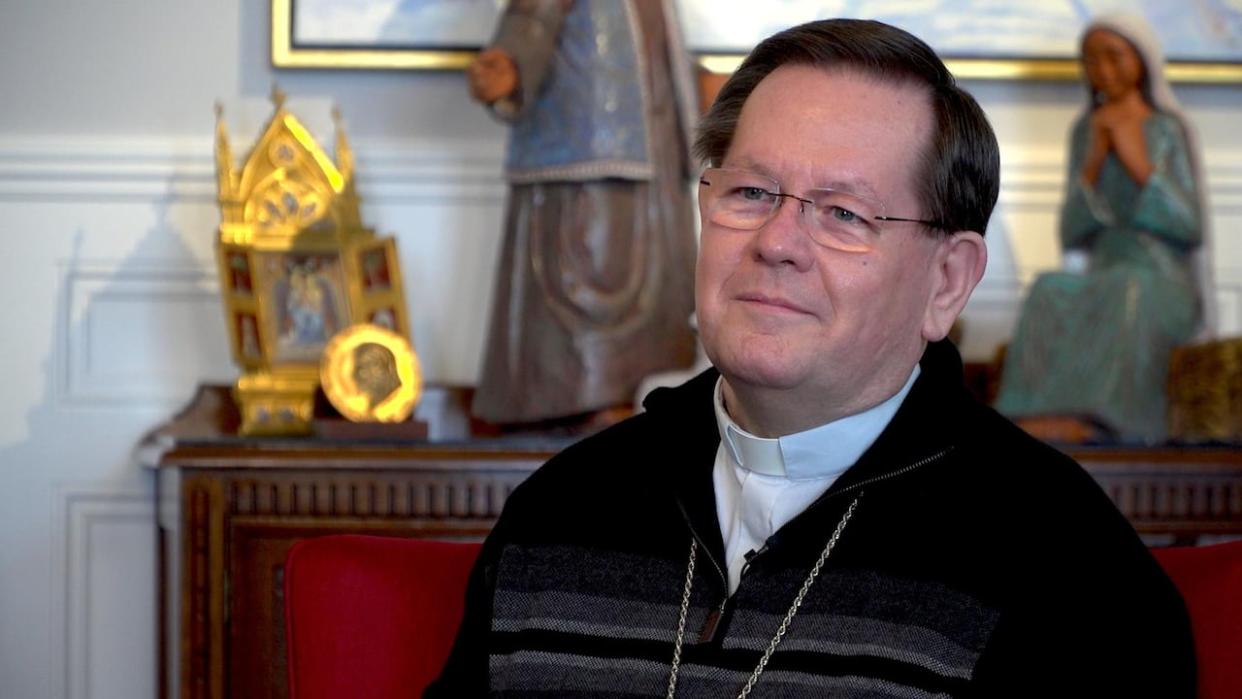 Quebec Cardinal Gérald Cyprien Lacroix says his soul and his conscience are at peace as it pertains to the sexual assault allegations that surfaced last week.  (Steve Breton/Radio-Canada - image credit)